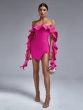 Azalea Off Shoulder Ruffle Bandage Dress - SunsetFashionLA
