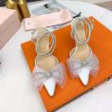 Big Bow Rhinestones Crystal Bowknot High Heeled Pumps - SunsetFashionLA