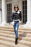 Biker Faux Shearling Sheepskin Suede Jacket with Belt - SunsetFashionLA