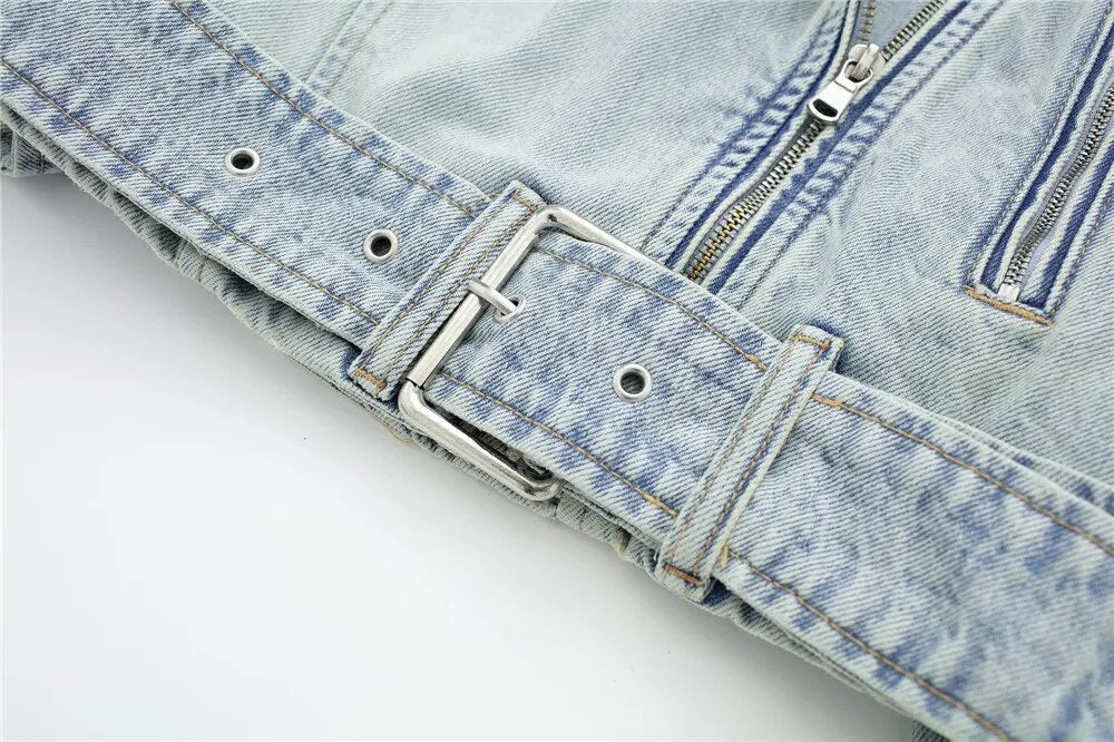 Biker Style Loose Sleeves Denim Jacket - SunsetFashionLA