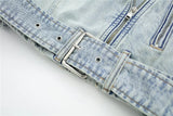 Biker Style Loose Sleeves Denim Jacket - SunsetFashionLA