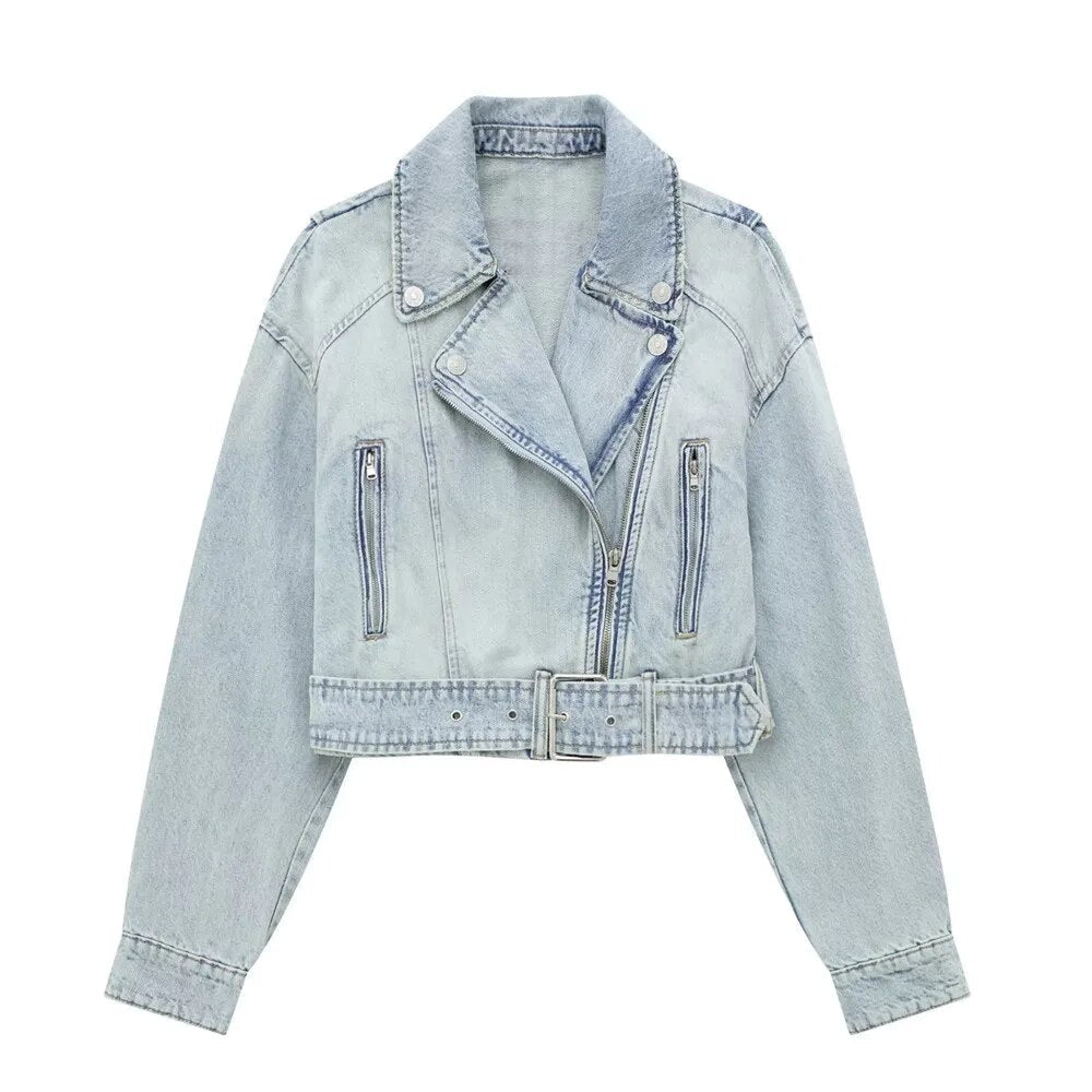 Biker Style Loose Sleeves Denim Jacket - SunsetFashionLA