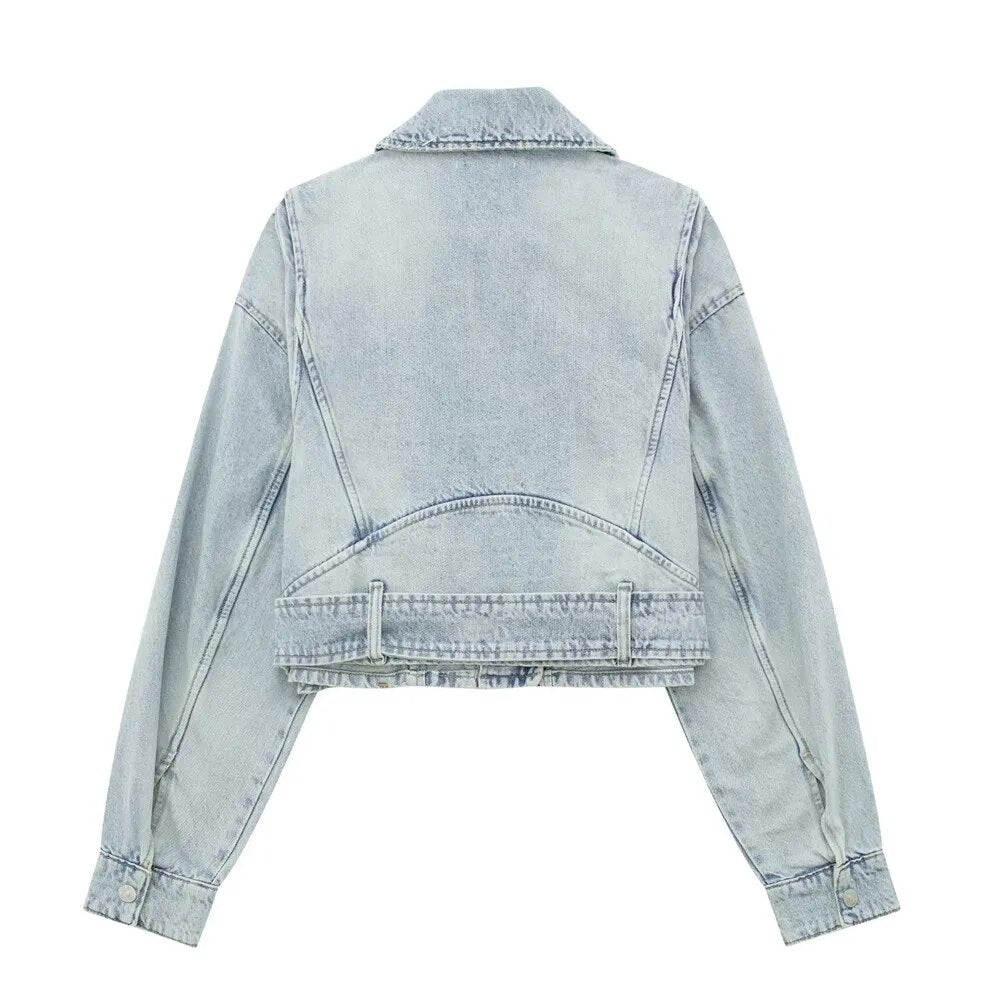 Biker Style Loose Sleeves Denim Jacket - SunsetFashionLA