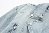 Biker Style Loose Sleeves Denim Jacket - SunsetFashionLA