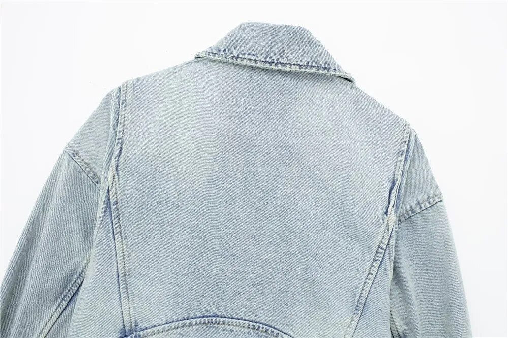 Biker Style Loose Sleeves Denim Jacket - SunsetFashionLA