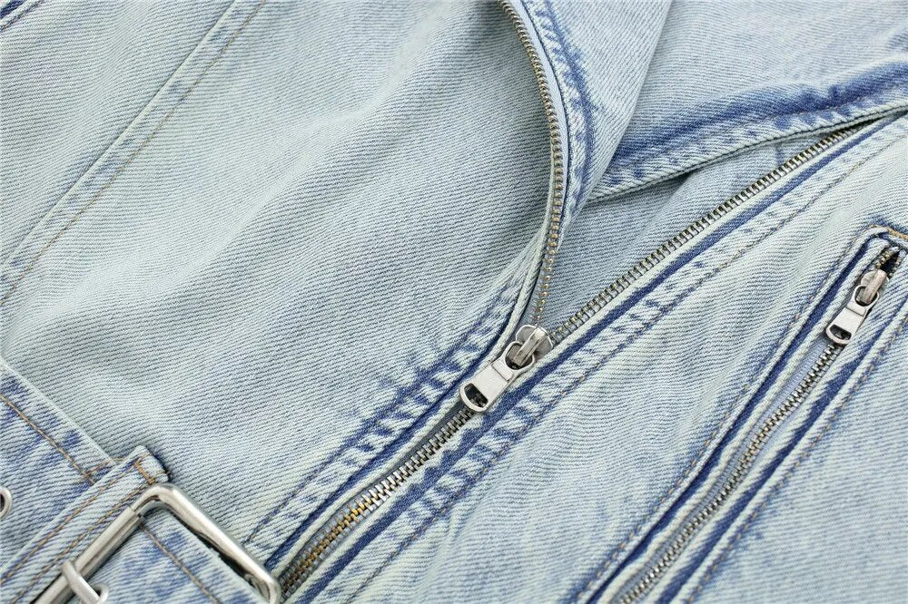 Biker Style Loose Sleeves Denim Jacket - SunsetFashionLA