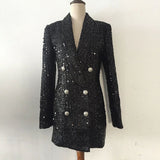 Black Sequin Blazer Dress - SunsetFashionLA