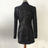 Black Sequin Blazer Dress - SunsetFashionLA