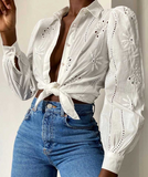 Boho Summer Turn-Down Collar Blouse - SunsetFashionLA