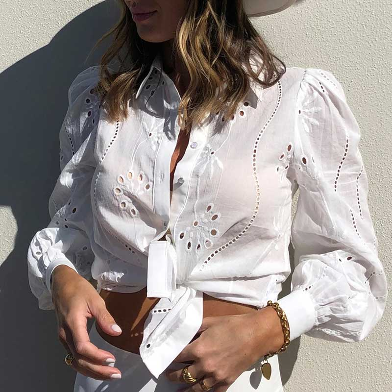 Boho Summer Turn-Down Collar Blouse - SunsetFashionLA