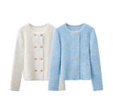 Brynne Double Breasted Fuzzy Cardigan - SunsetFashionLA