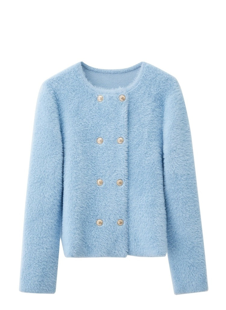 Brynne Double Breasted Fuzzy Cardigan - SunsetFashionLA