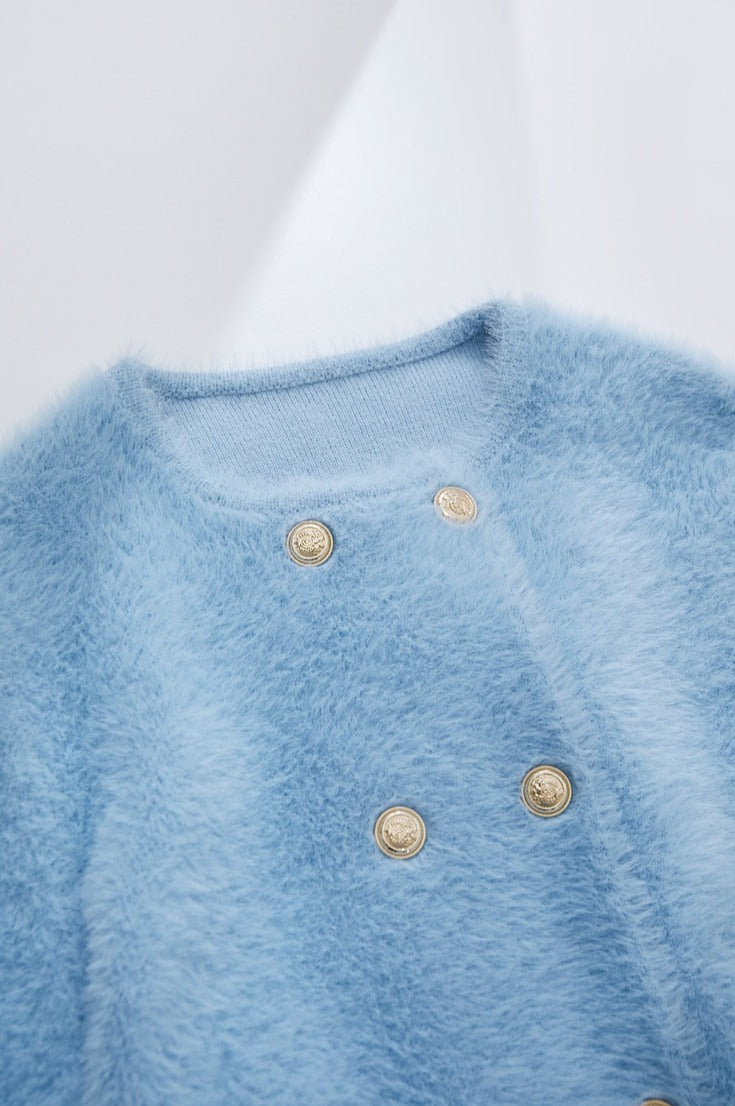 Brynne Double Breasted Fuzzy Cardigan - SunsetFashionLA