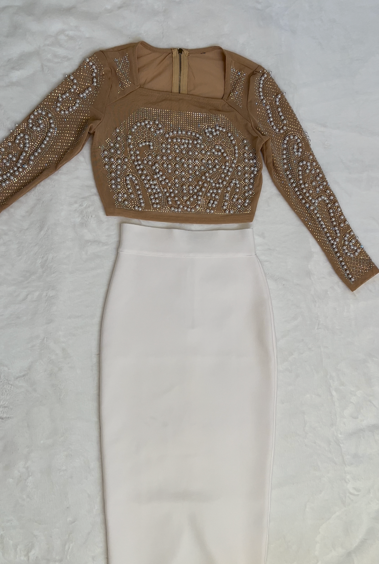 Calista Bandage Rhinestone Two Piece Dress Set - SunsetFashionLA