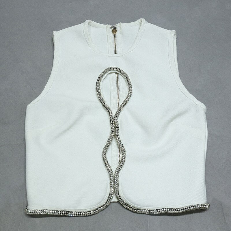 Cally Rhinestone Two Piece Bandage Set - SunsetFashionLA