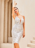 Celeste Rhinestones Sequined Bodycon Dress - SunsetFashionLA