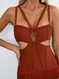 Charlotte Bandage Cut Out Tassel Dress - SunsetFashionLA