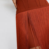Charlotte Bandage Cut Out Tassel Dress - SunsetFashionLA