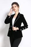 Chic Velvet Blazer with Crystal Buttons - SunsetFashionLA