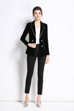 Chic Velvet Blazer with Crystal Buttons - SunsetFashionLA