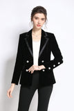 Chic Velvet Blazer with Crystal Buttons - SunsetFashionLA