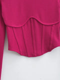 Corset Style Ribbed Long Sleeve Top - SunsetFashionLA