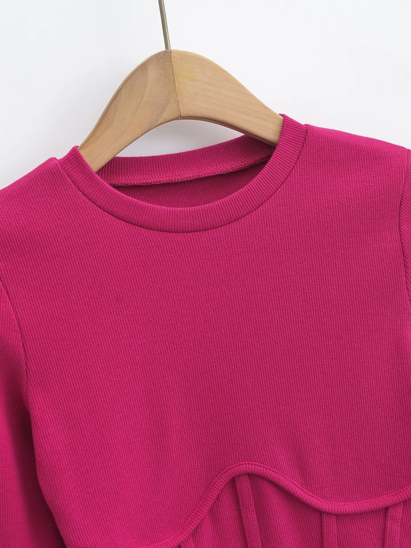 Corset Style Ribbed Long Sleeve Top - SunsetFashionLA