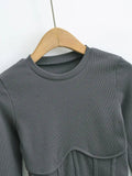 Corset Style Ribbed Long Sleeve Top - SunsetFashionLA
