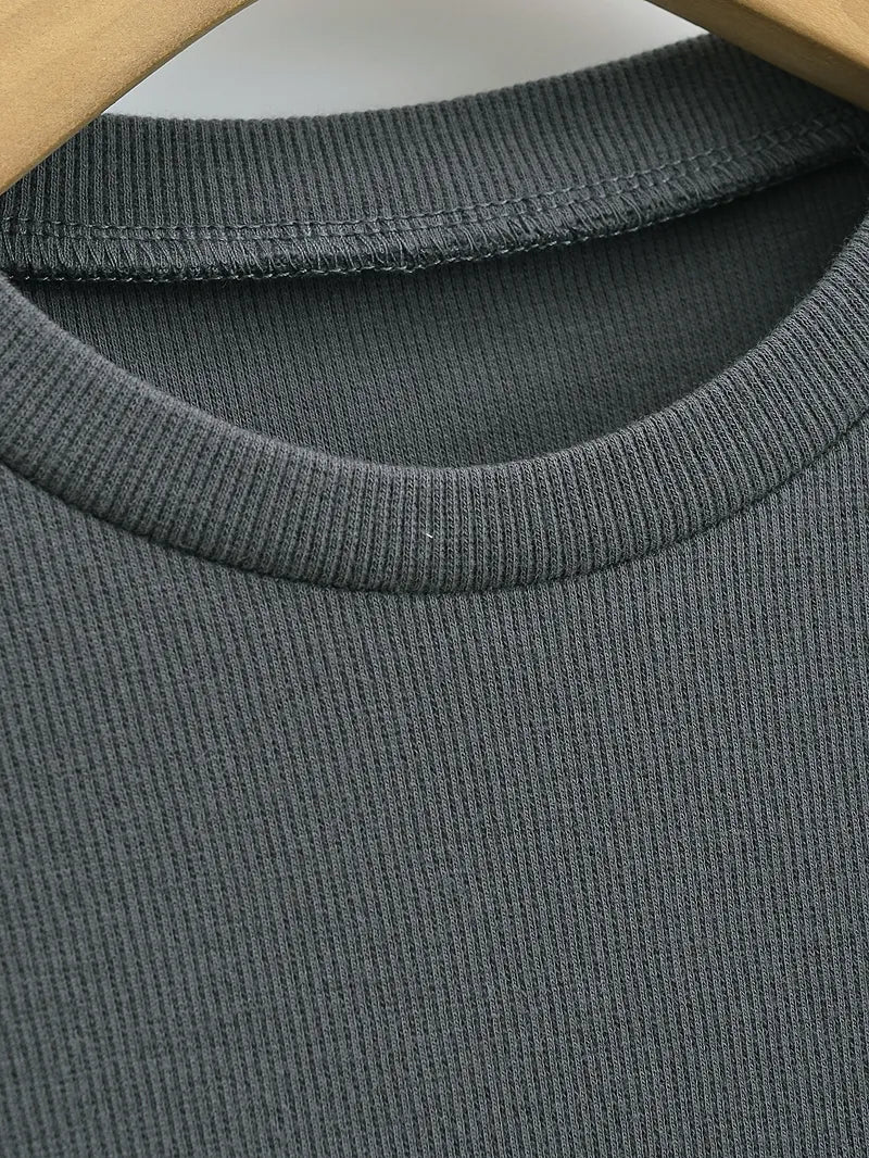 Corset Style Ribbed Long Sleeve Top - SunsetFashionLA