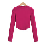 Corset Style Ribbed Long Sleeve Top - SunsetFashionLA