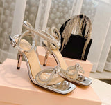 Crystal Rhinestones Bowknot High Heels Sandals - SunsetFashionLA