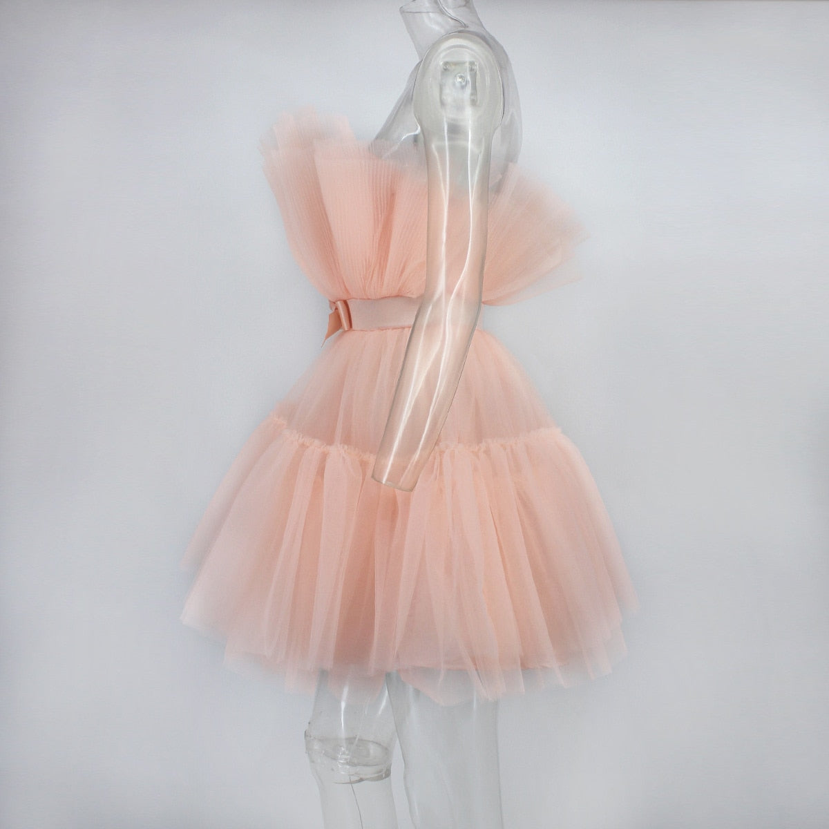 Deanna Mesh Ruched Dress - SunsetFashionLA