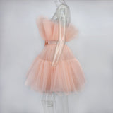 Deanna Mesh Ruched Dress - SunsetFashionLA