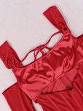 Dreya Halter Mesh Satin Cut Out Dress - SunsetFashionLA