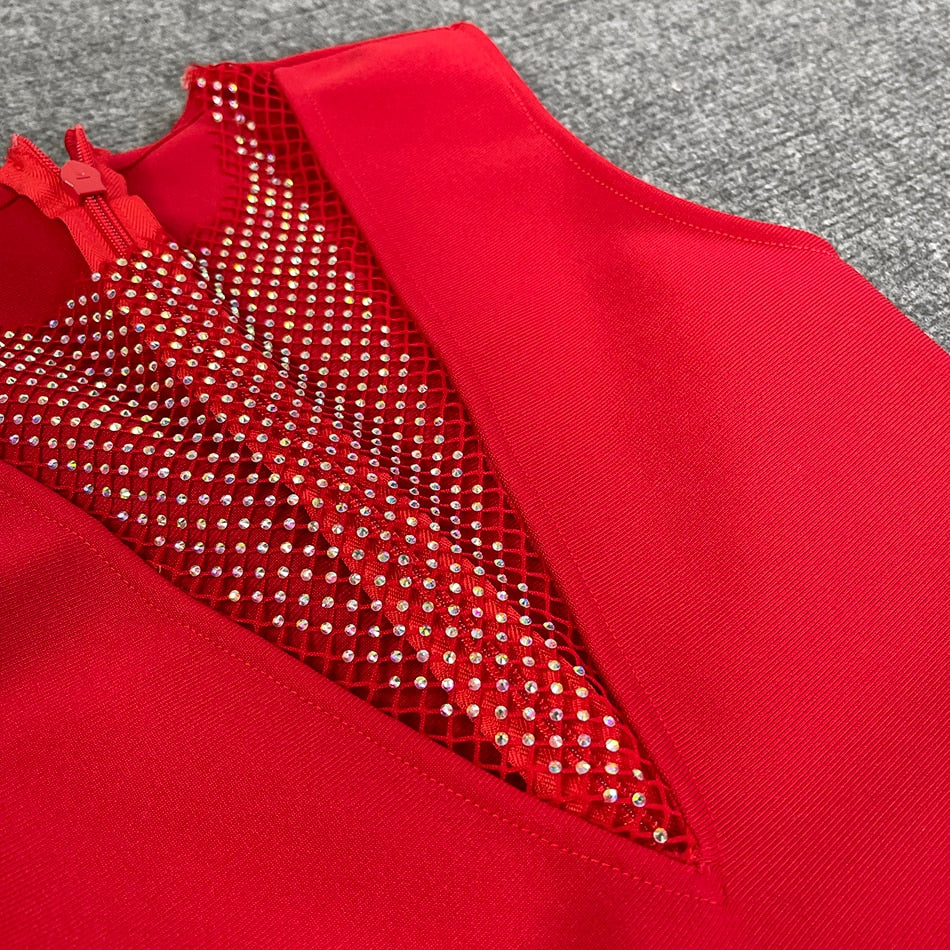 Dubai Bandage Rhinestones Dress - SunsetFashionLA