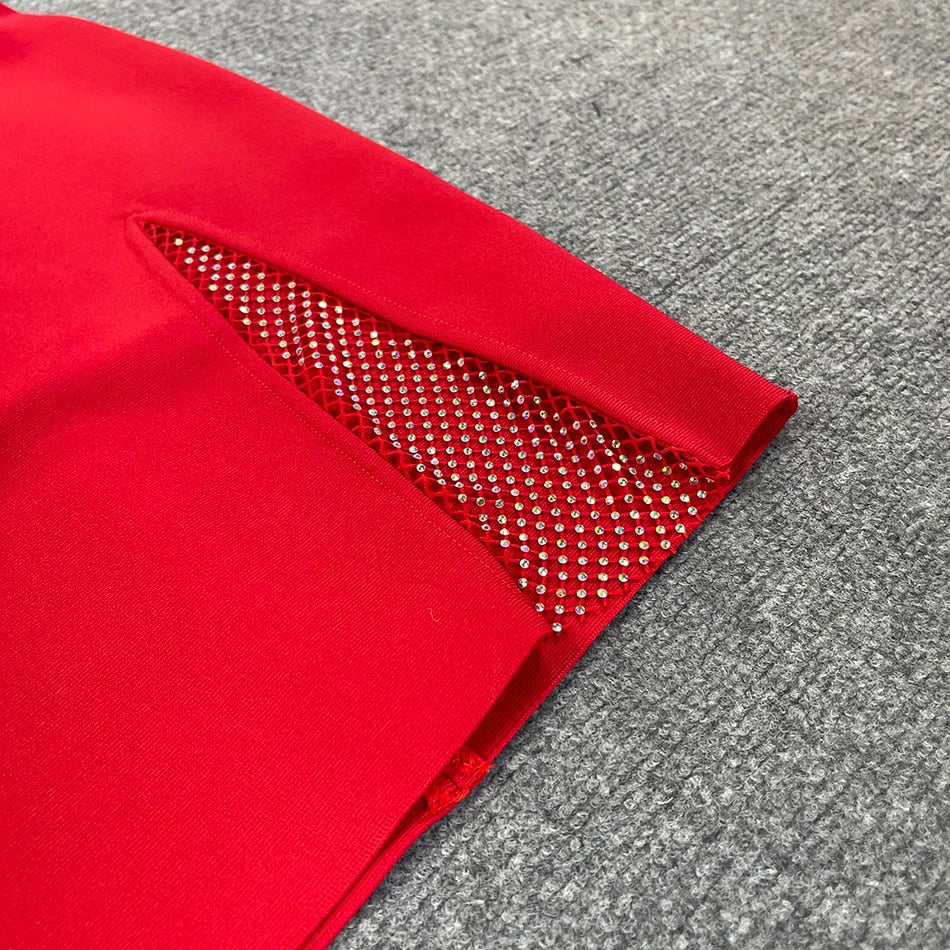 Dubai Bandage Rhinestones Dress - SunsetFashionLA