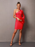 Eleanor One Shoulder Bandage Feather Dress - SunsetFashionLA