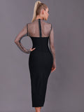 Elena Long Sleeve Rhinestone Bandage Dress - SunsetFashionLA