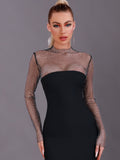 Elena Long Sleeve Rhinestone Bandage Dress - SunsetFashionLA