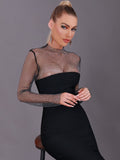 Elena Long Sleeve Rhinestone Bandage Dress - SunsetFashionLA