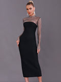 Elena Long Sleeve Rhinestone Bandage Dress - SunsetFashionLA