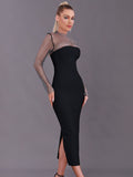 Elena Long Sleeve Rhinestone Bandage Dress - SunsetFashionLA
