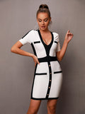 Elizabeth V-neck Bandage Dress - SunsetFashionLA