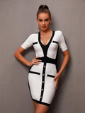 Elizabeth V-neck Bandage Dress - SunsetFashionLA
