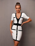 Elizabeth V-neck Bandage Dress - SunsetFashionLA