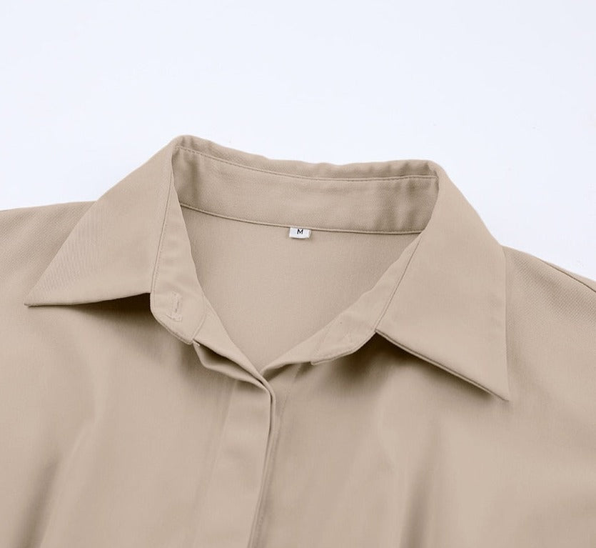 Elletra Pleated Shirt Dress - SunsetFashionLA