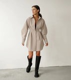 Elletra Pleated Shirt Dress - SunsetFashionLA