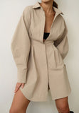 Elletra Pleated Shirt Dress - SunsetFashionLA