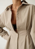 Elletra Pleated Shirt Dress - SunsetFashionLA