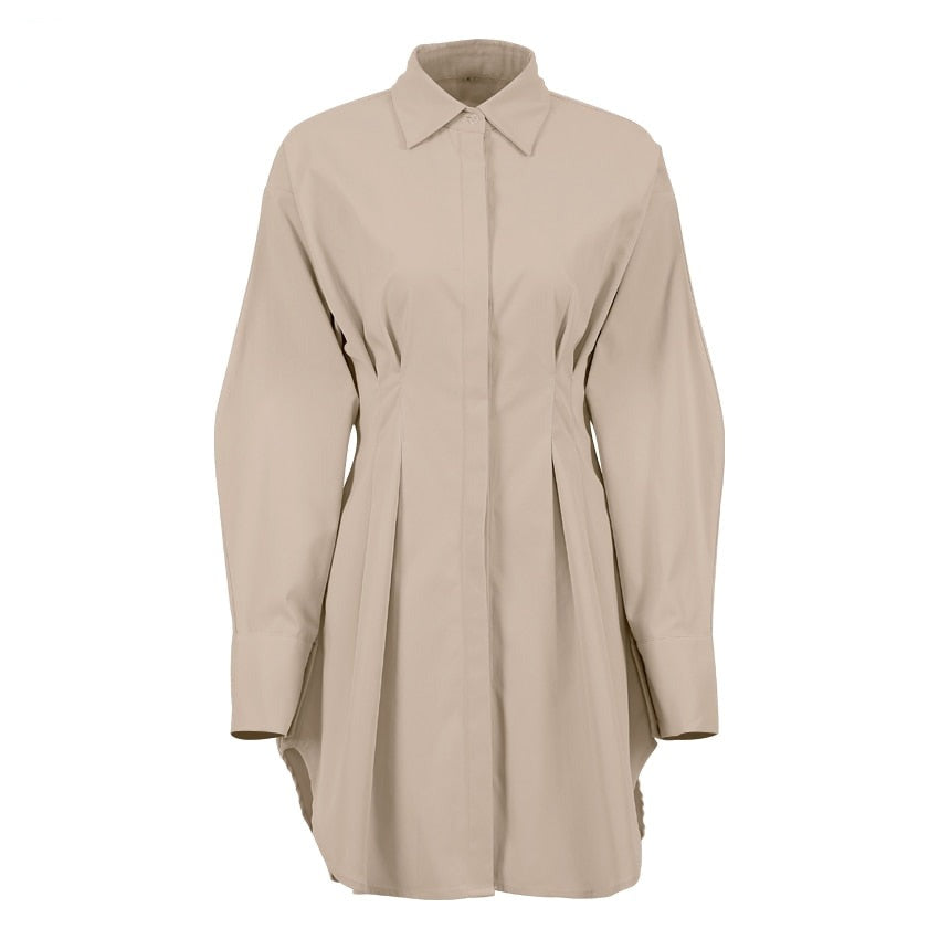 Elletra Pleated Shirt Dress - SunsetFashionLA